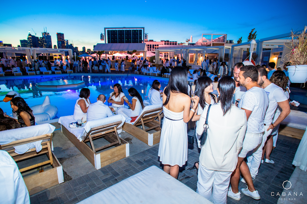 Cabana Pool Bar's Pool area as the sun sets