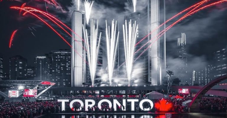 Fireworks at Nathan Phillips Square Toronto