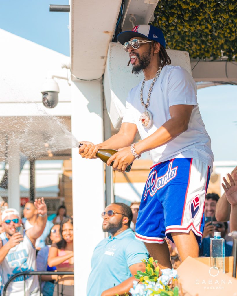 LIL JON sprays Champagne at Cabana Pool Bar in Toronto